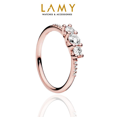 Nhẫn nữ LAMY Clear Three-Stone Rose Gold Ring 8072 - Nhẫn bạc S925 cao cấp