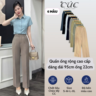  Quần ống xuông Cúc Fashion vải tây from âu suông lưng cao cấp thời trang nữ culottes 1 cúc bọc Q174 