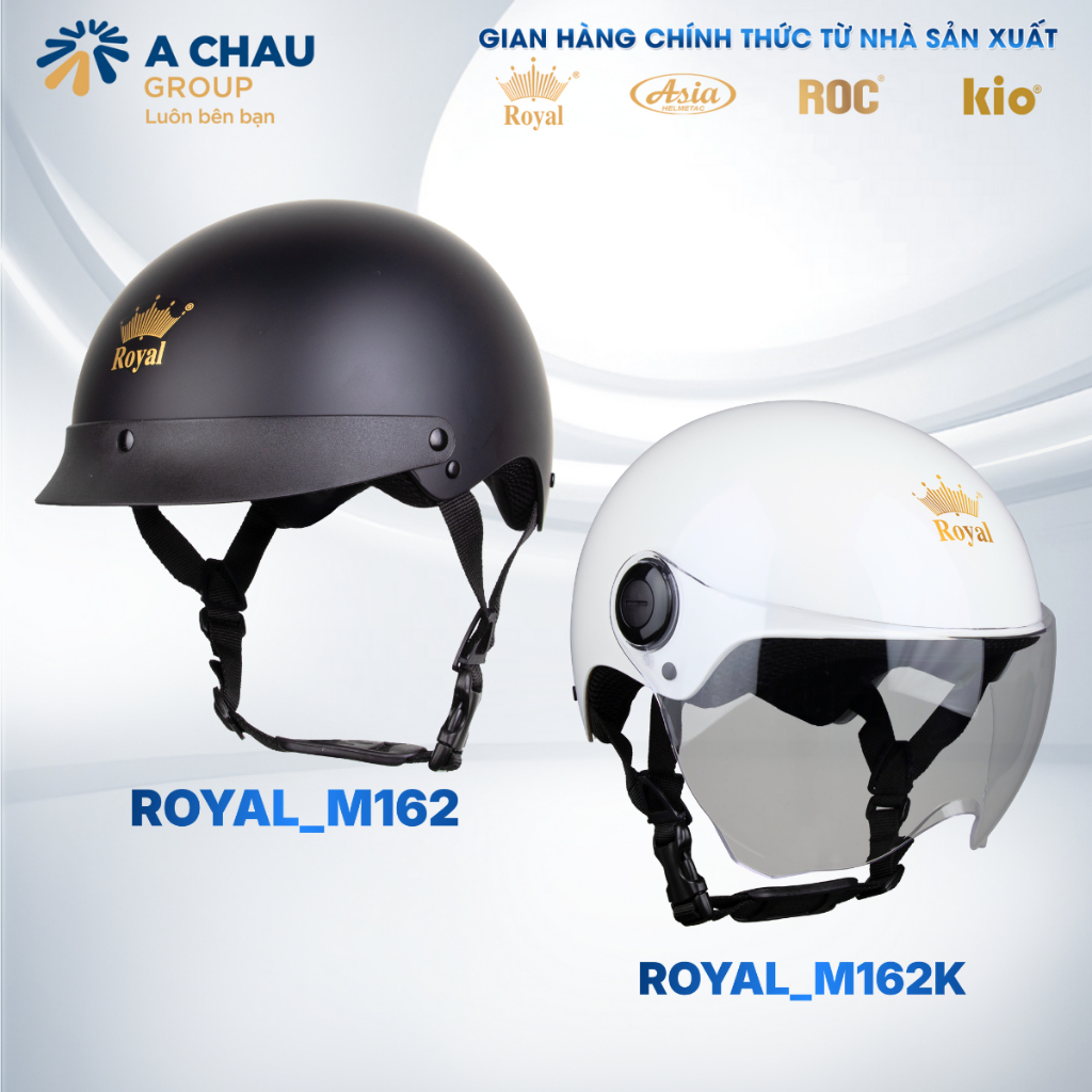 [Series] Mũ Bảo Hiểm Nửa Đầu Royal M162 Và M162K Kính Trắng, Bảo Hành 12 Tháng Từ Nhà Máy Sản Xuất