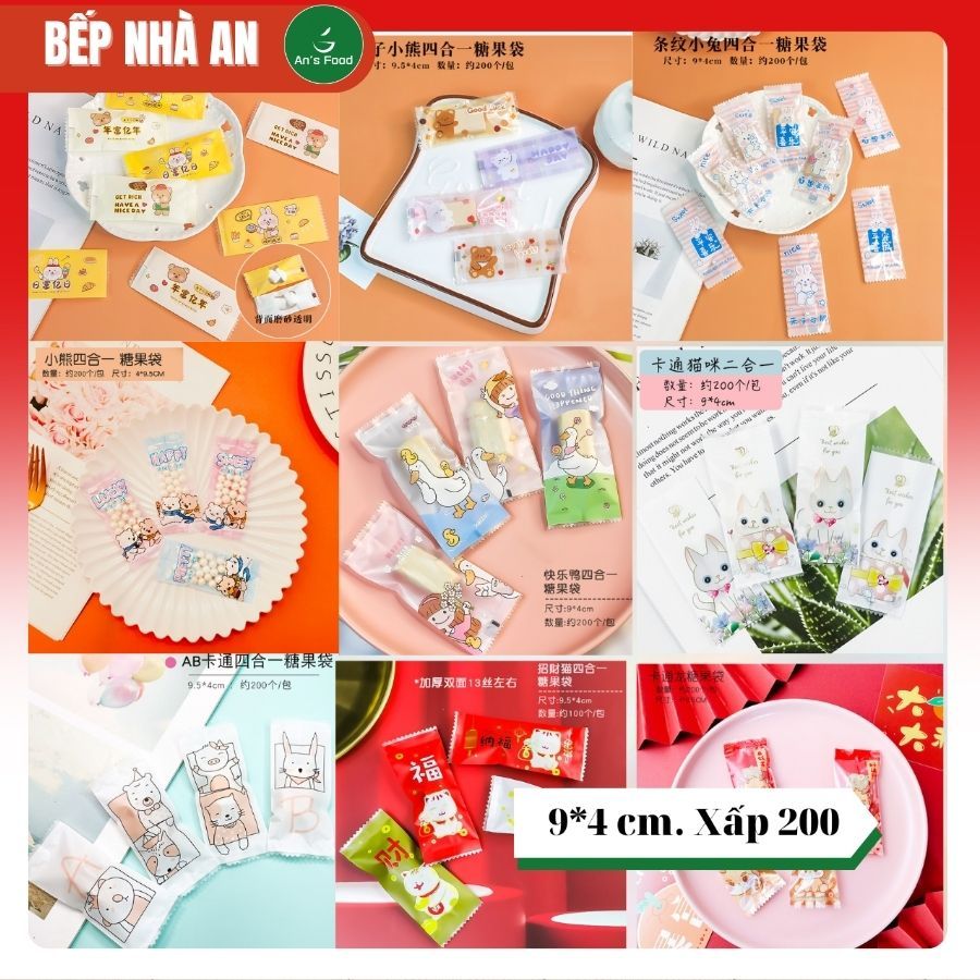 (KẸO NOUGAT) Túi đựng kẹo (Vỏ đựng kẹo) Nougat xấp 200 tờ nhiều mẫu xinh xắn