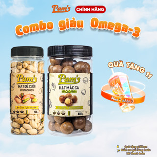  COMBO Giàu Omega3 - Hạt Macca Nhập Khẩu Úc 480g hũ + Hạt Dẻ Cười Nhập Khẩu Mỹ 250g hũ Pams 