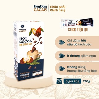 Bột Cacao Sữa Heyday - Hộp 6 gói x 20g - Đậm vị cacao thượng hạng và sữa tách béo tốt cho sức khoẻ