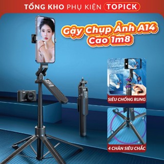  Gậy Chụp Ảnh 4 Chân A14 Có Gimbal Chống Rung Cao 1m8 Gậy Selfie Cầm Tay Kèm Remote Bluetooth TOPICK 