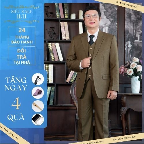 Vest trung niên xuất khẩu cao cấp,bộ vest nam trung niên chất liệu nhập khẩu
