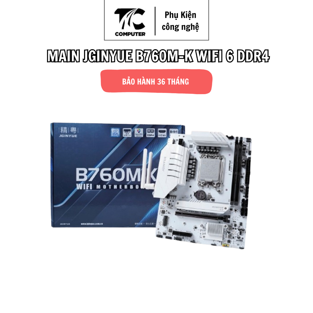 Main JGINYUE B760M-K WiFi DDR4 – Hỗ Trợ WiFi 6 + Bluetooth, Mainboard Bảo Hành 36 Tháng