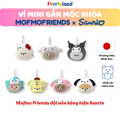 Ví Mini Gắn Móc Khóa Thú bông MofmoFriends đội nón hàng hiệu Sanrio - Túi Đựng Son, Đồ Cá Nhân