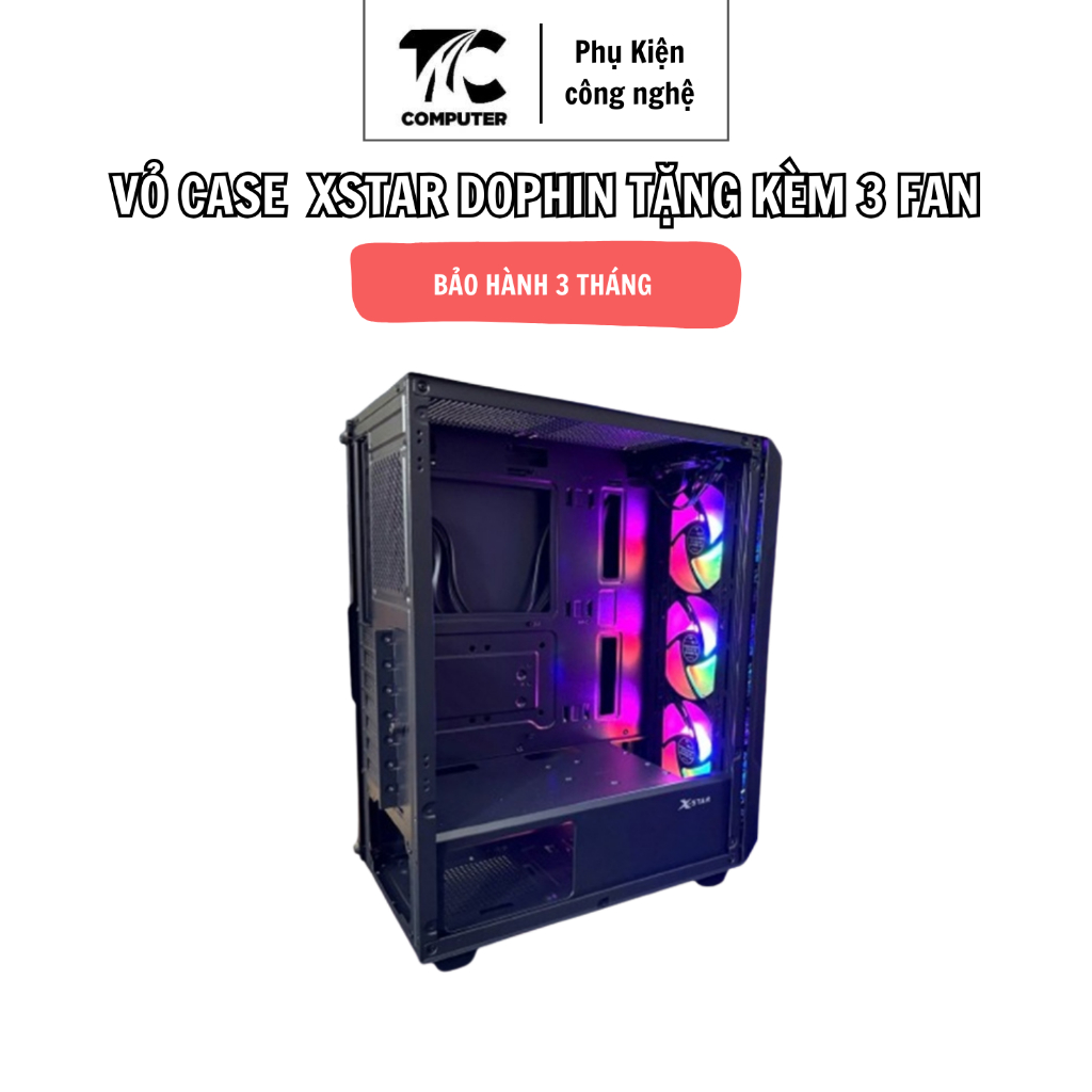 Vỏ Case Tặng Kèm 3 Fan - XSTAR - DOPHIN M-ATX Hàng Chính Hãng Mới 100%