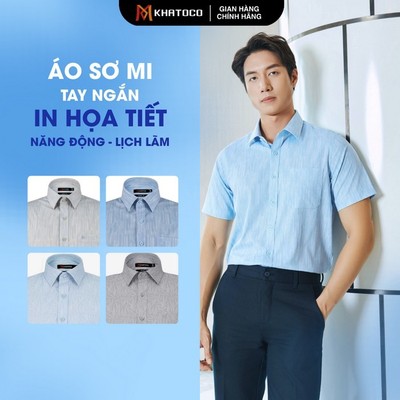 Áo sơ mi nam KHATOCO form Tailor Fit vải mềm nhẹ ít nhăn & bề mặt mịn mã 18496