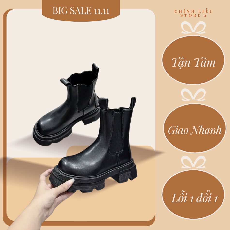 GIÀY BOOT DA NỮ CỔ THẤP ĐẾ CAO VUÔNG – PHONG CÁCH HIỆN ĐẠI, CÁ TÍNH