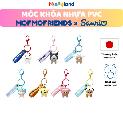 Móc Khóa Nhựa PVC Thú bông MofmoFriends đội nón Sanrio - Hình Nhân Vật, Phụ Kiện Treo Túi, Treo Balo