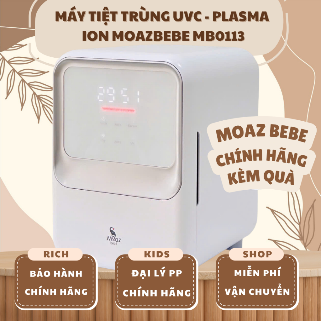 [ Kèm quà ] Máy tiệt trùng sấy khô UVC PLASMA ION Moazbebe MB113 - Bảo hành 12 tháng
