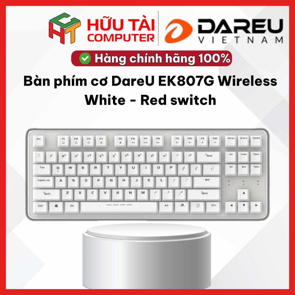Bàn phím cơ DareU EK807G Wireless White - Red switch