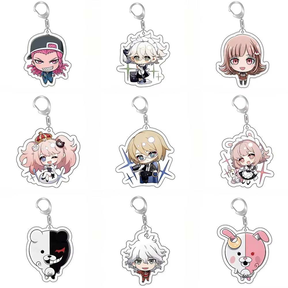 Móc khoá anime Monokuma Danganronpa Naegi Makoto dễ thương chất liệu mica trong suốt
