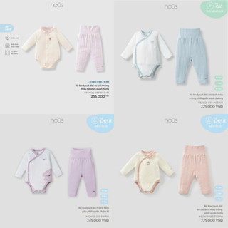  Bộ Bodysuit Dài Tay Kèm Quần Nous Chất Liệu Mềm Mịn Cho Bé Trai Bé Gái 