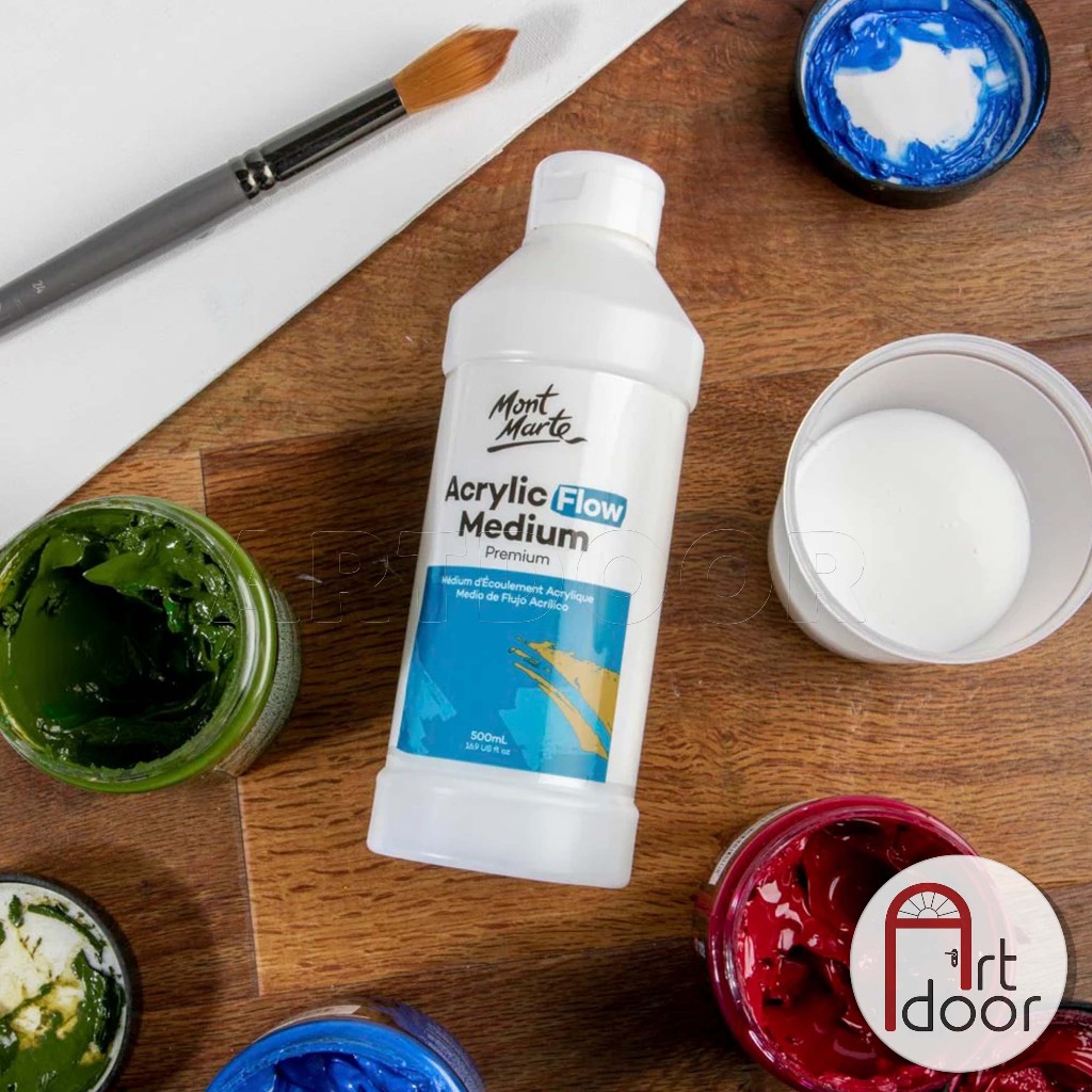 [ARTDOOR] Pha loãng màu Acrylic MONT MARTE Flow (Chai Lớn 500ml) khắc phục màu khô đặc, làm lỏng mướ