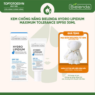   HÀNG NHẬP KHẨU  Kem chống nắng Bielenda Hydro Lipidium Maximum Tolerance SPF50 chống nắng dưỡng ẩm phục hồi da 30ml 