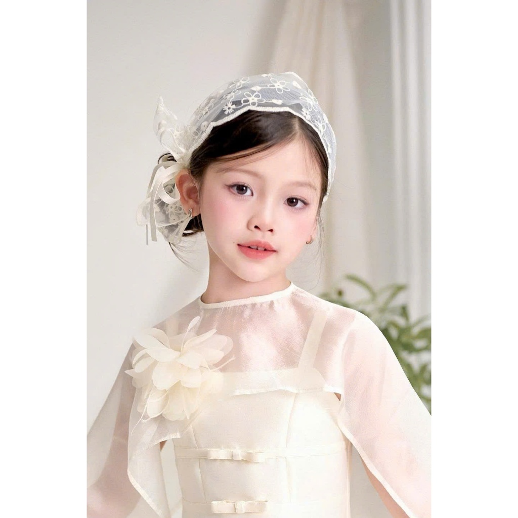 (PHỤ KIỆN) Bờm/cài tóc ren tiểu thư cho bé gái - KIDDIMI
