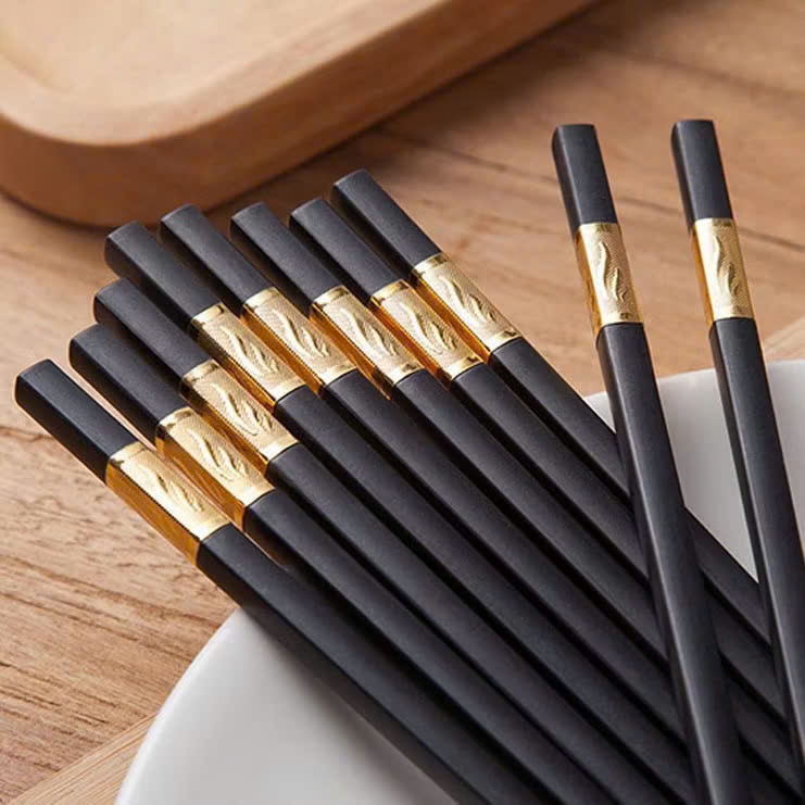50 Đôi Đũa Kháng Khuẩn Mạ Vàng Đũa Nhựa Ăn Cơm Phong Cách Hàn Quốc Nhựa Đen Chống Trơn Chống Mốc Chịu Nhiệt