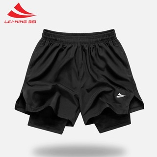 Quần Đùi Short Thể Thao Lei-Ning 361 Ngắn 2 Lớp Tập Gym Nam Xẻ V Túi Zip Phù Hợp Chạy Bộ Bơi - QUAN2LOP.361 