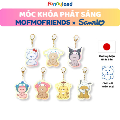 Móc Khóa Phát Sáng Thú bông MofmoFriends đội nón hàng hiệu Sanrio - Treo Túi, Treo Balo