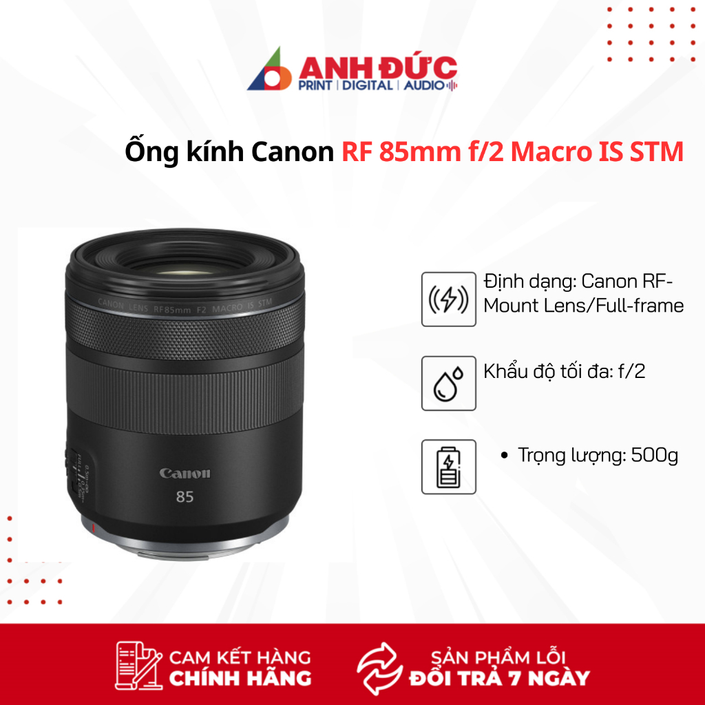 Ống kính Canon RF 85mm f/2 Macro IS STM - Hàng chính hãng bảo hành 24 tháng