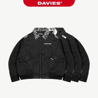  Áo khoác bomber croptop nam nữ DAVIES dù protex phối vải flannel caro đen local brand Flannel Type Logo Jacket I D37-AK6 