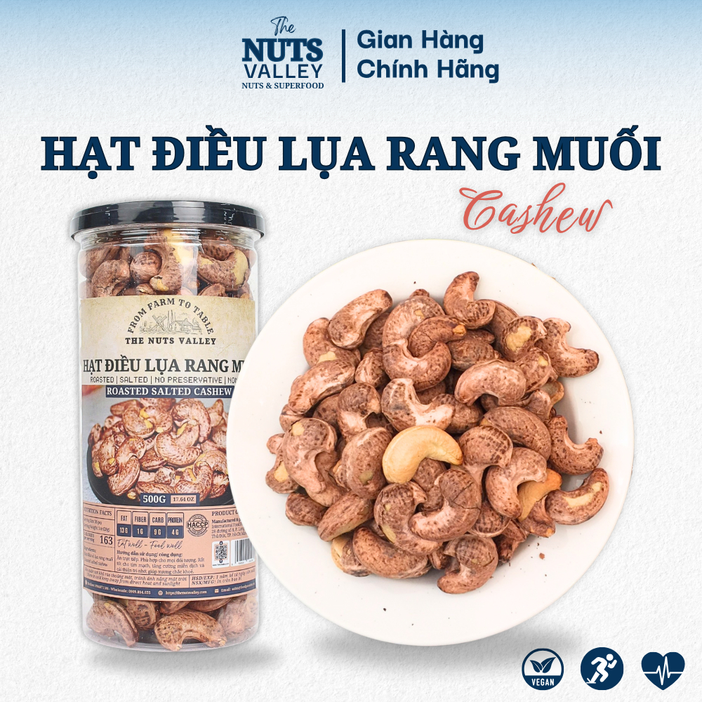 Hạt Điều Lụa Rang Muối – Ăn Vặt, Làm Sữa, Làm Bánh, Salted Skin Cashew, The Nuts Valley 