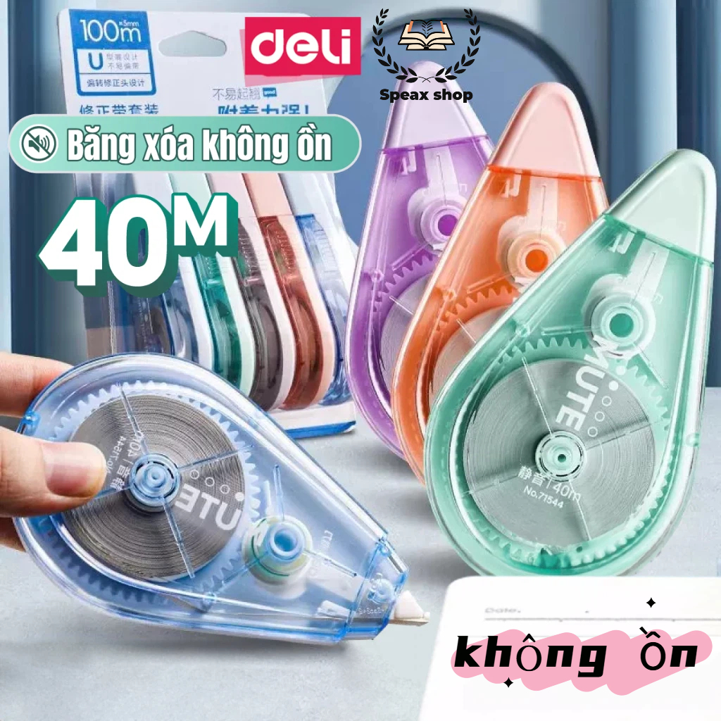 [Bán Chạy] Bút Xóa Băng Deli - Dạng Cuộn 40M/20M - Khô Nhanh, Viết Đè Lên Ngay, Bám Dính Tốt