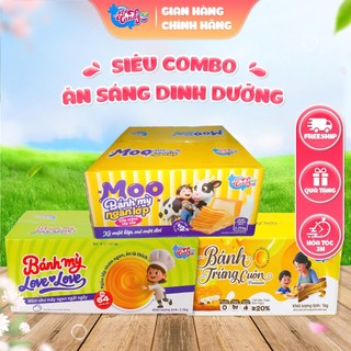 Combo bữa sáng dinh dưỡng 3 loại ( Bánh trứng cuộn, bánh Moo, bánh love love) - My Candy Việt Nam