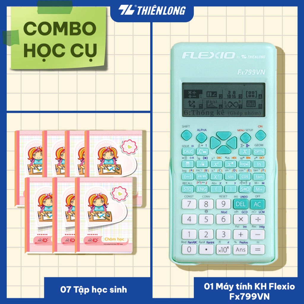 Combo học cụ Thiên Long máy tính khoa học fx799VN
