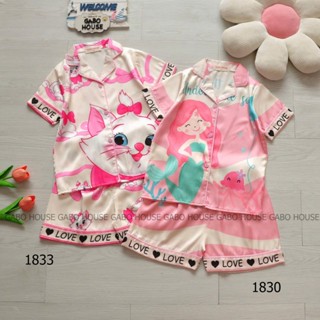  Bộ quần áo pizama đùi lụa latin loại 1 in hình baby three cinamoroll kuromi cho bé gái F62 