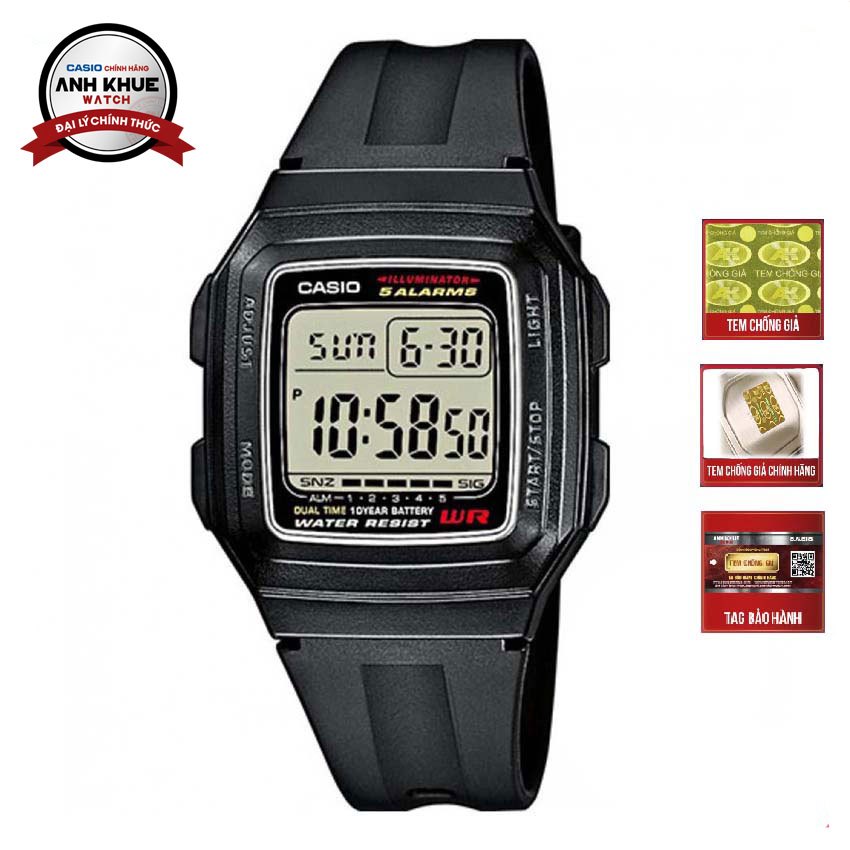 Đồng hồ nam Casio F-201WA-1ADF dây nhựa