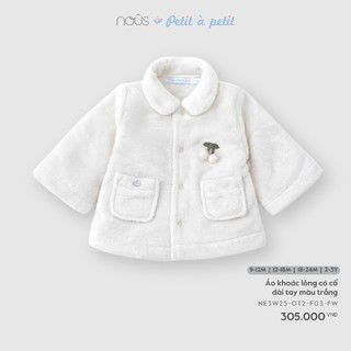  Nous Baby Áo khoác lông có cổ dài tay màu trắng cho bé gái đính chùm quả mềm ấm cho bé từ 8.5-15kg BST T11 