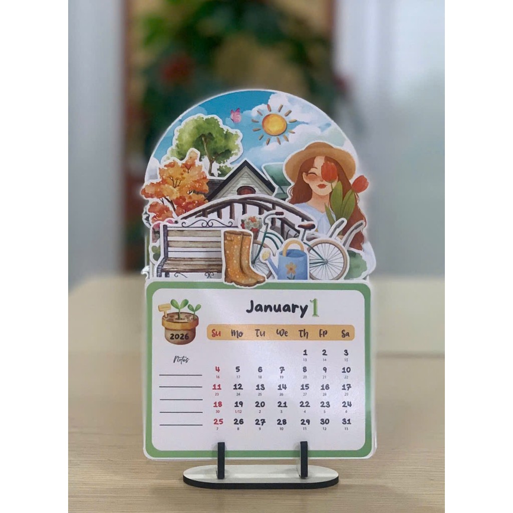 Lịch bàn decor 2026 - Khu vườn khởi sắc, lịch ÂM ể bàn đẹp, lịch trang trí, lịch quà tặng, lịch phon