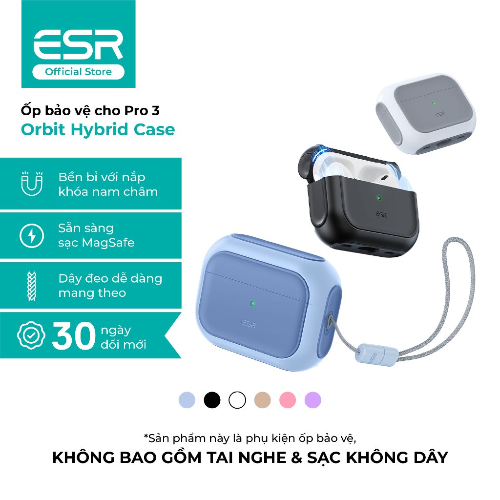 Ốp tai nghe ESR cho AirPods Pro 3 2025 Orbit Hybrid HaloLock