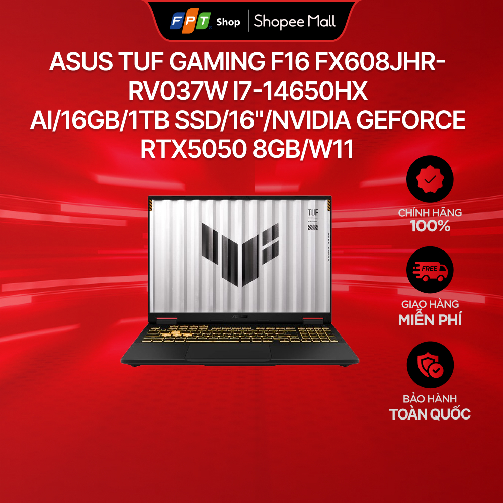 Laptop Asus TUF Gaming F16 FX608JMR-RV048W i7-14650HX/AI/16GB/1TB/16" 165Hz/RTX5060 8GB/W11
