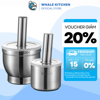  Cối giã tay cối giã tỏi ớt chất liệu inox 304 chày cối inox 304 kháng khuẩn kích thước 10-14cm 