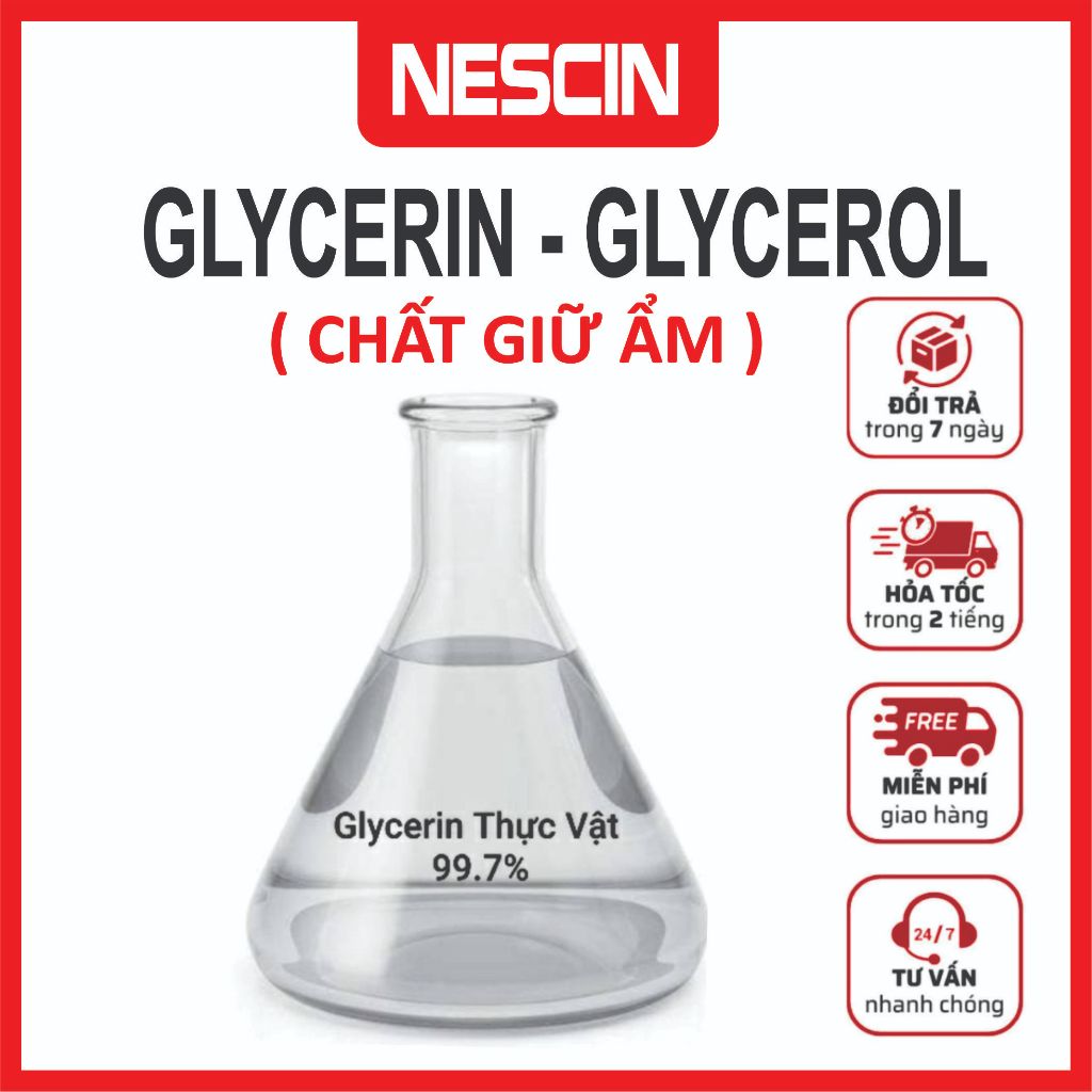 Glycerin / Glycerol Thực Vật Nguyên Chất 99,7%(VG) - Chất Dưỡng Ẩm - Phụ Gia - Nguyên Liệu Mỹ Phẩm
