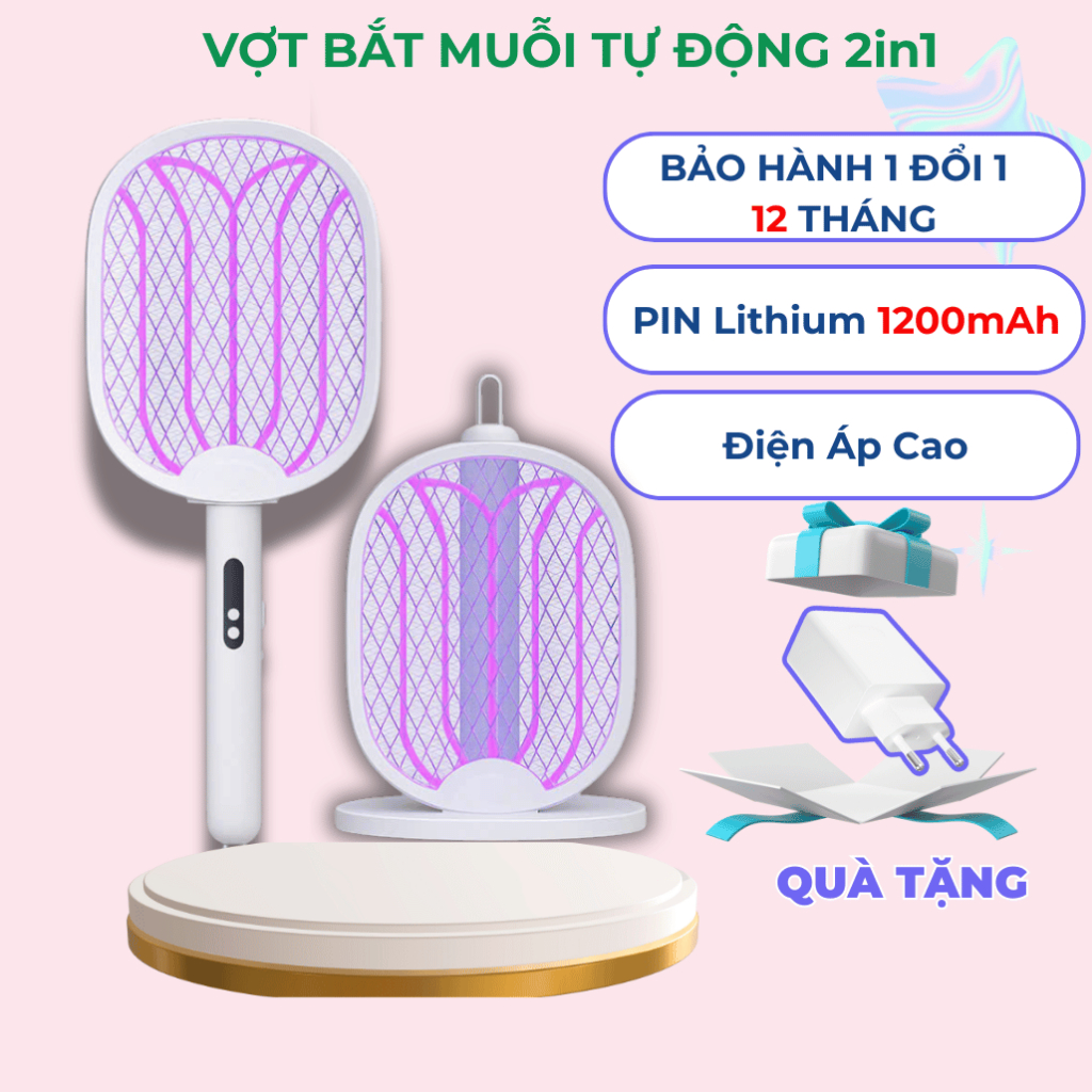 Vợt muỗi kiêm đèn bắt muỗi 2 trong 1 bắt muỗi hiệu quả gấp gọn tiện lợi an toàn khi sử dụng