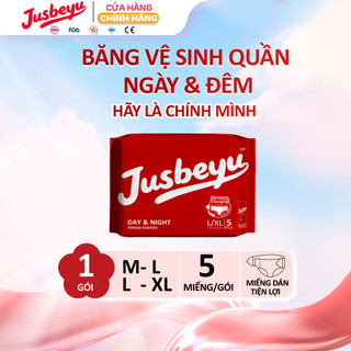 Băng Vệ Sinh Quần Jusbeyu Ngày Và Đêm Size M/L - L/XL Gói 5 Miếng – Thay Nhanh 15 Giây, Chống Tràn, Thấm Hút Nhanh