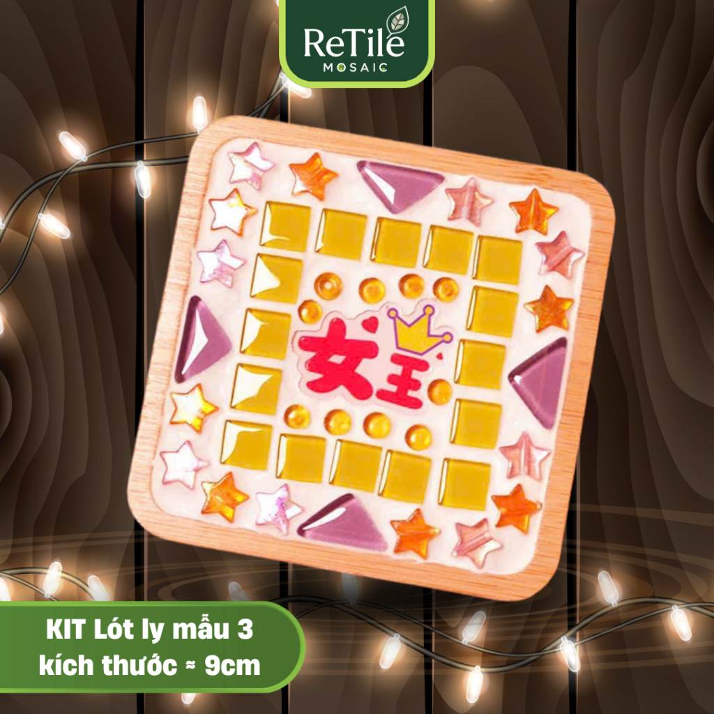 Bộ Kit DIY khung tranh mini/ lót ly làm Khảm Mosaic Trang Trí, Quà Tặng, đính đá Mosaic handmade