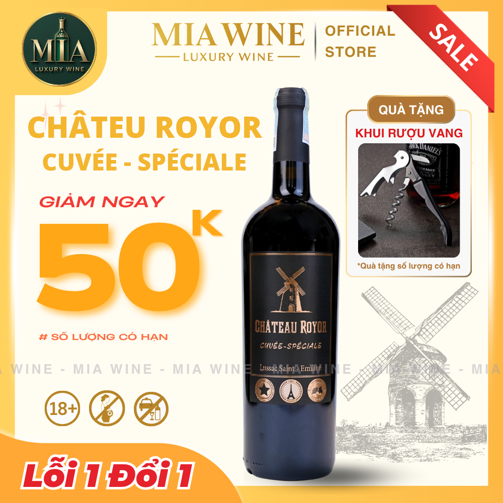 [Chính hãng] - Rượu Vang Đỏ Pháp Château Royor Cuvée Spéciale Réserve - 750ml (14%) Mia Wine