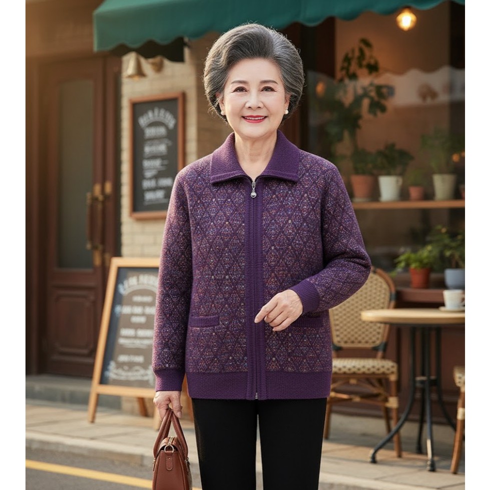 Áo khoác len lót nhung cho người già, người cao tuổi U70 U80