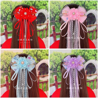kẹp tóc nơ cổ trang tua hạt trai