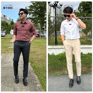  Quần tây âu nam PHOM NGẮN chất vải Cotton Lạnh co giãn 8 màu phom dáng slimfit Myone 