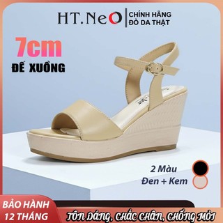  Sandal nữ đế xuồng 7cm HT.NeO.Giày da nữ quai hậu cao 2 đế chắc chân ,2 quai bản to thanh lịch thoáng mát điệu đà SD9457 