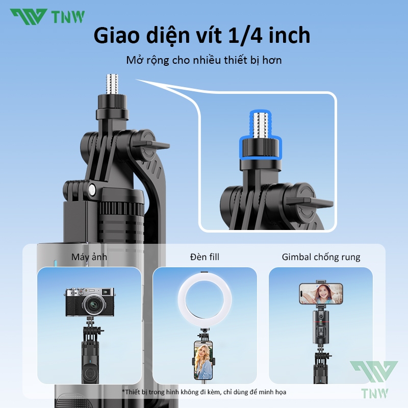 TNW F19 Gậy Selfie Chân Cao Cấp 190Cm Chân Đế Xoay 360° Linh Hoạt Hỗ Trợ Cho điện thoại,máy ảnh | BigBuy360 - bigbuy360.vn