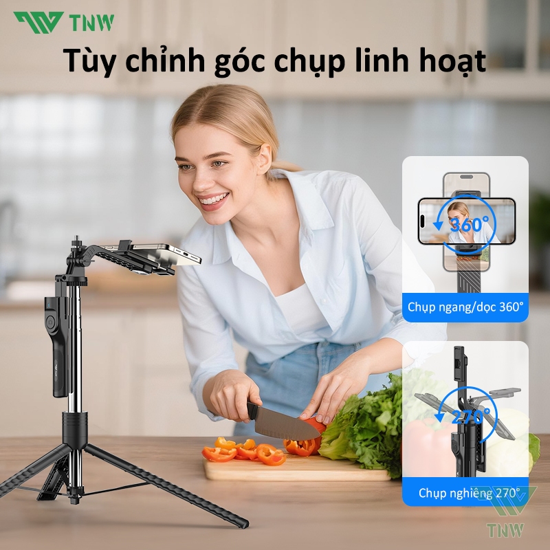 TNW F19 Gậy Selfie Chân Cao Cấp 190Cm Chân Đế Xoay 360° Linh Hoạt Hỗ Trợ Cho điện thoại,máy ảnh | BigBuy360 - bigbuy360.vn