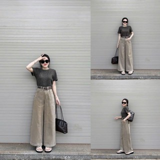  Quần jeans bò denim ống xuông màu nâu tây can sọc line giữa đẹp hottrend phong cách thời trang cao cấp cho nữ có bigsize 