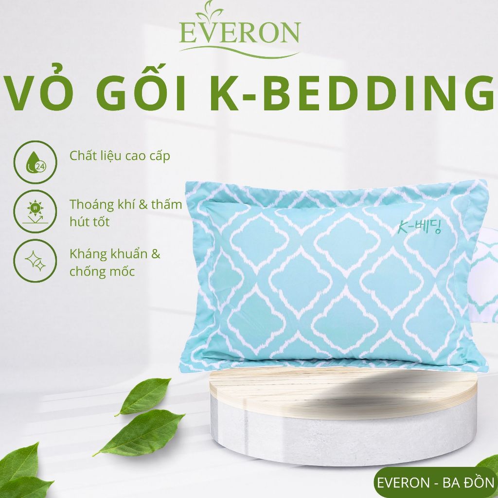 Vỏ Gối Nằm K-Bedding by Everon Cao Cấp – Vỏ Áo Gối Mềm Mịn Thoáng Mát, Êm Ái Cho Giấc Ngủ, Vỏ Gối Ev